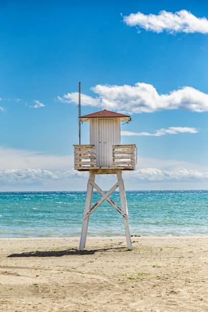 istock Lifeguard tower on the beach 2146571891