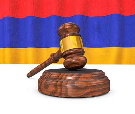 Armenian Law Concept - Armenian Flag and Judge's Gavel