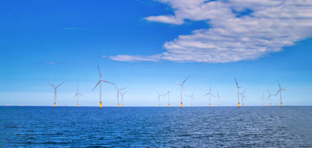 istock Offshore Wind Turbine in a Windfarm under construction off the England Coast 2146583852