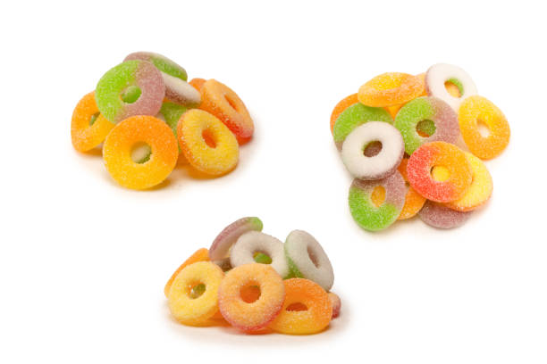 istock Assorted gummy candies isolated on a white background. Top view. 2146658120