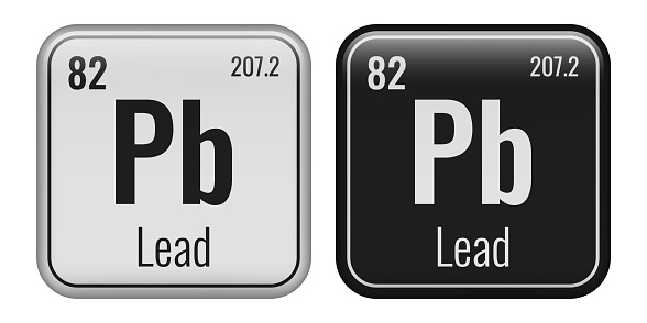 Lead symbol. Chemical element of the periodic table. Vector illustration isolated on white background. Glass sign.