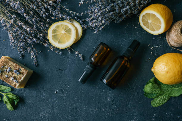 istock Set of essential oils with lavender and lemon 2146698552