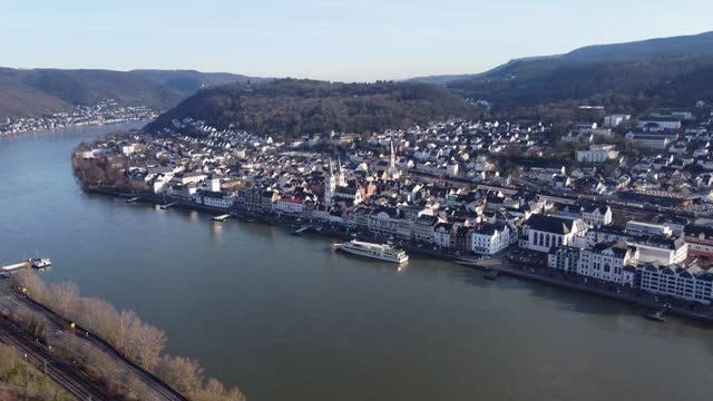 Aerial View of Boppard Town On River Rhine, Germany