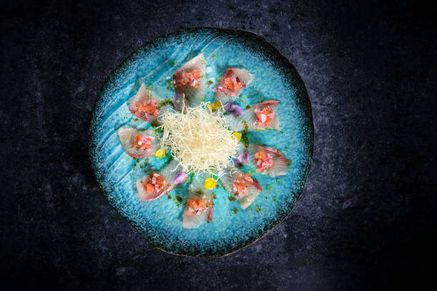 istock Composition of tuna and daikon on plate 2146744579