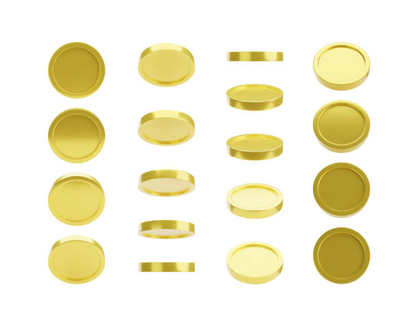 istock Gold coin 3d vector. Rotation coin in different angles for animations, games, video. Set of coins 2146749866