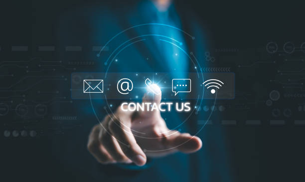 istock Contact us or the Customer support hotline people connect. Businessman using mobile phone and using hand touching virtual icons call phone, email, address, and live chat. Customer service call center. 2146845564