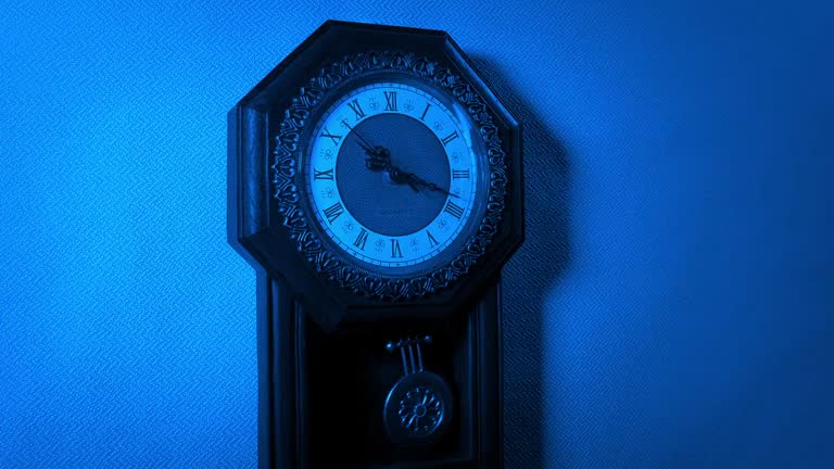 Lightning Flashes On Old Wall Clock