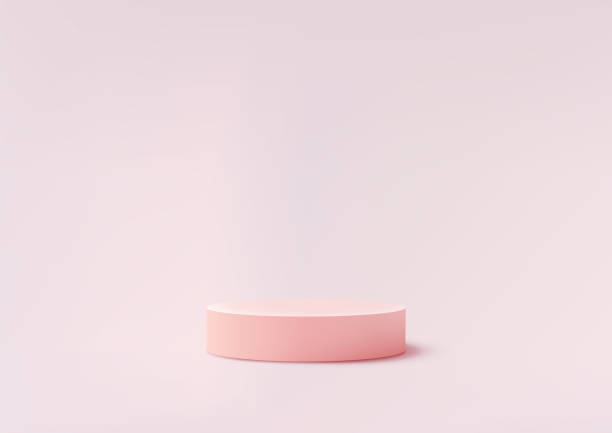 istock 3D empty pastel pink podium on soft pink background, product display scene for product placement 2146917391