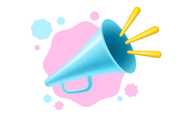istock Vector vintage blue megaphone in realistic 3d style. Pink loudspeaker. 2146951527