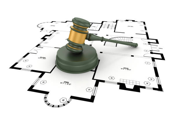 istock Legal Gavel on Floor Plan Drawing 2147000950