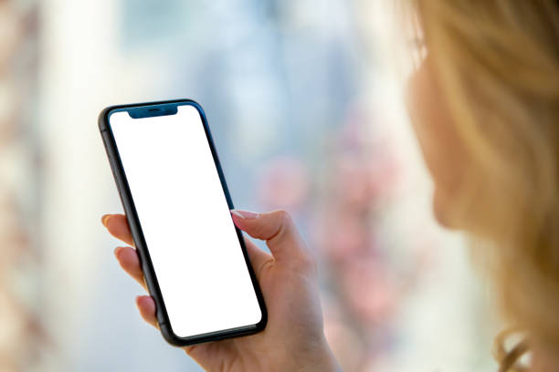 Blank Screen Phone Template: Woman's Hand Holding Smartphone