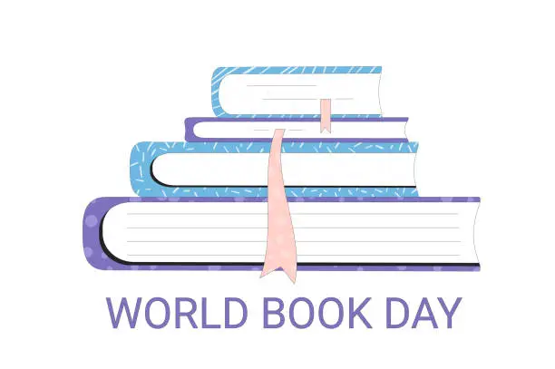 Vector illustration of World book and copyright day banner template. Reading lover. Learning and education holiday. Vector flat illustration