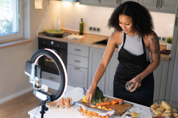 istock Woman making a cooking vlog 2147096776