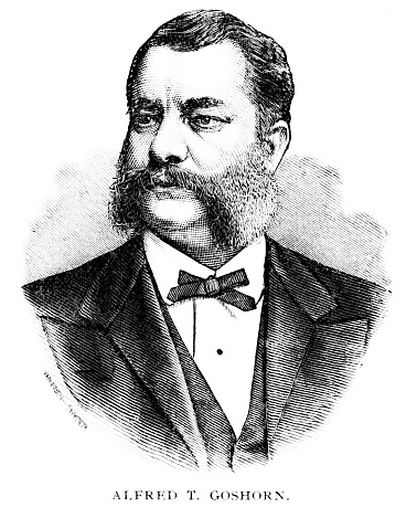 Portrait of Alfred Goshorn, a businessman from Ohio, organized first world fair, the1876 Centennial Exposition celebrating 100 years of America's independence in Philadelphia, Pennsylvania, USA. Engraving published 1895. This edition is in my private collection. Copyright is in public domain.