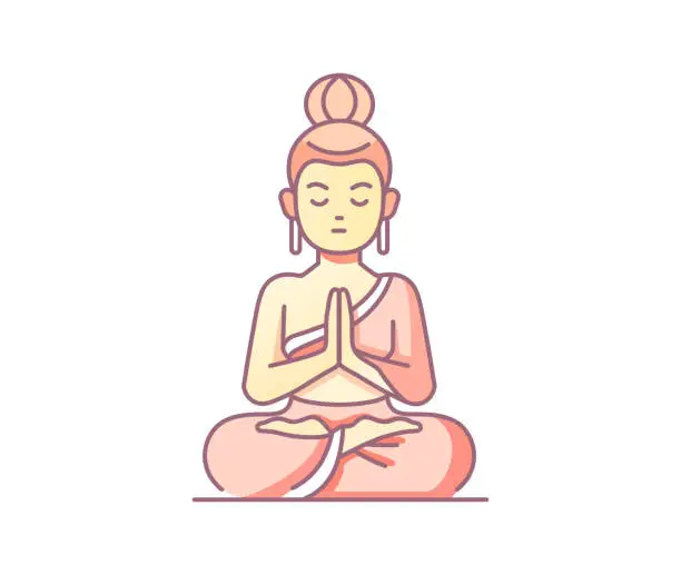Vector illustration of Buddha sitting Meditation icon vector stock illustration