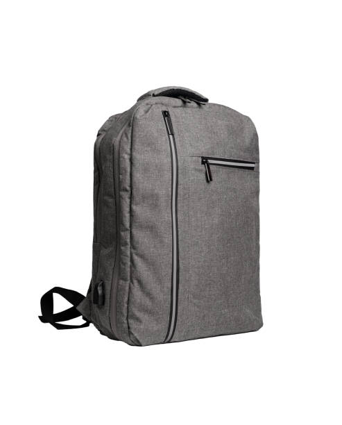 istock Gray backpack, school bag isolated on white background 2147195338