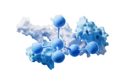 Biological protein and molecule, 3d rendering. 3D illustration.