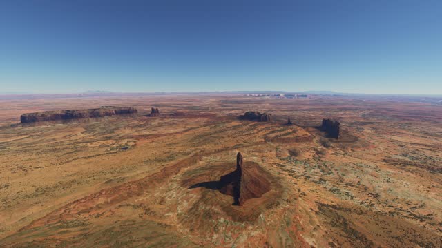 Aerial view of the desert at Big Indian Chief monolith in Monument Valley in Arizona - Eagle Mesa. United States