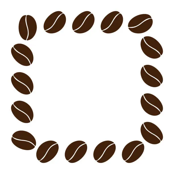 Vector illustration of Square frame of abstract coffee beans in trendy brown Copy space Template for lettering or cards