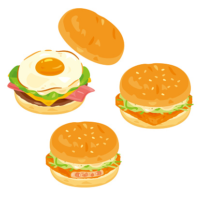 Bacon egg cheese burger and shrimp cutlet burger
