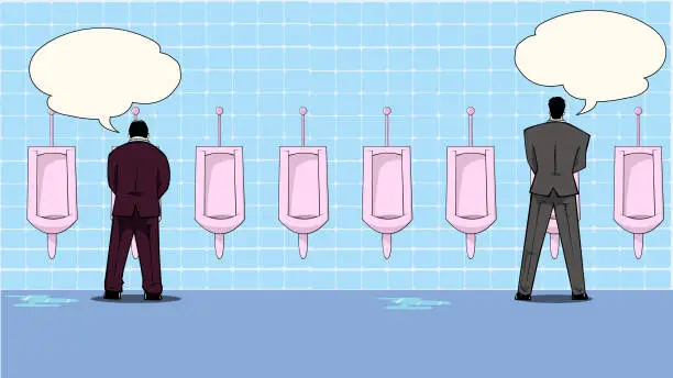 Vector illustration of Vector Cartoon Urinal Talk Situation Meme Stock Illustration