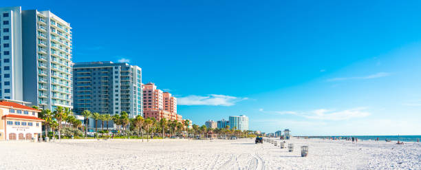 Beautiful Clearwater beach with white sand in Florida USA