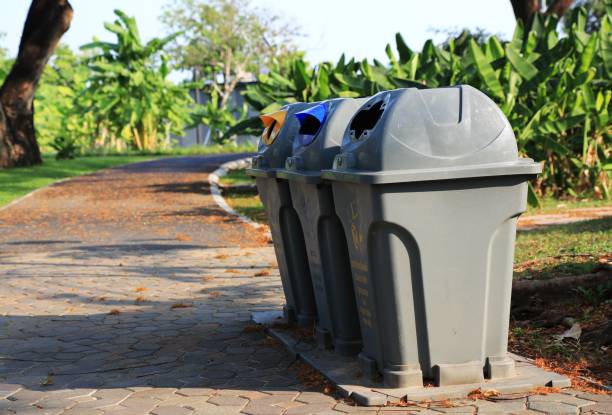 istock Trash can in the park, trash bin plastic at the park. 2147484717