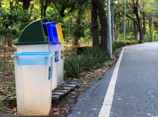 istock Trash can in the park, trash bin plastic at the park. 2147484724