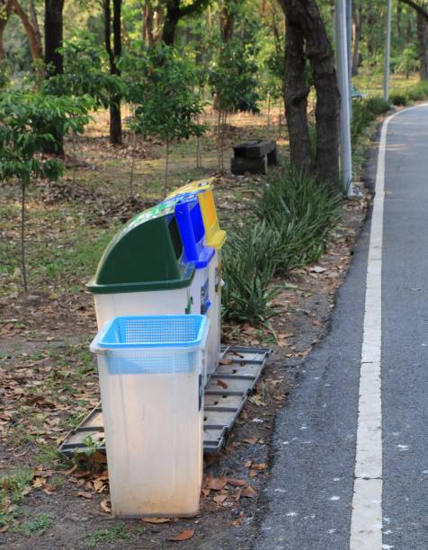 istock Trash can in the park, trash bin plastic at the park. 2147484725