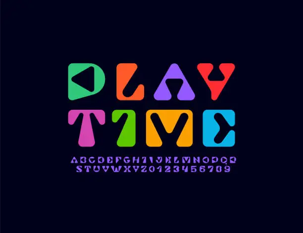 Vector illustration of Gaming font alphabet made game console style