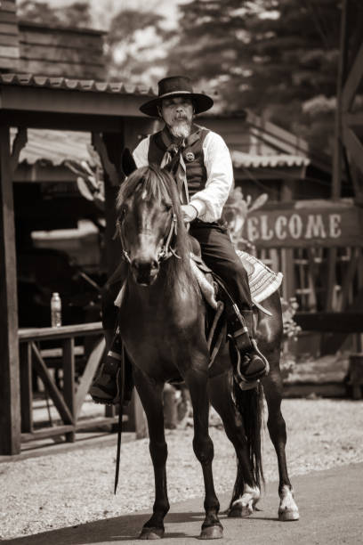 istock Sepia tone action cowboy portrait. 2147492483