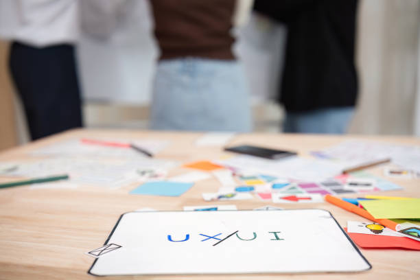 istock Close up, Making ux ui application design work plan of modern business team brainstorming together in conference room 2147492868