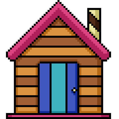 pixel art of sweet colorful house isolated background