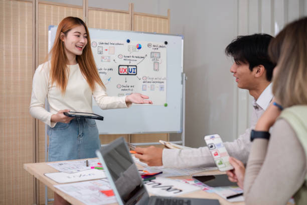 istock Brainstorming session for the creative team of designers in application design and implementation planning ux/ui Teamwork of modern business teams 2147493425