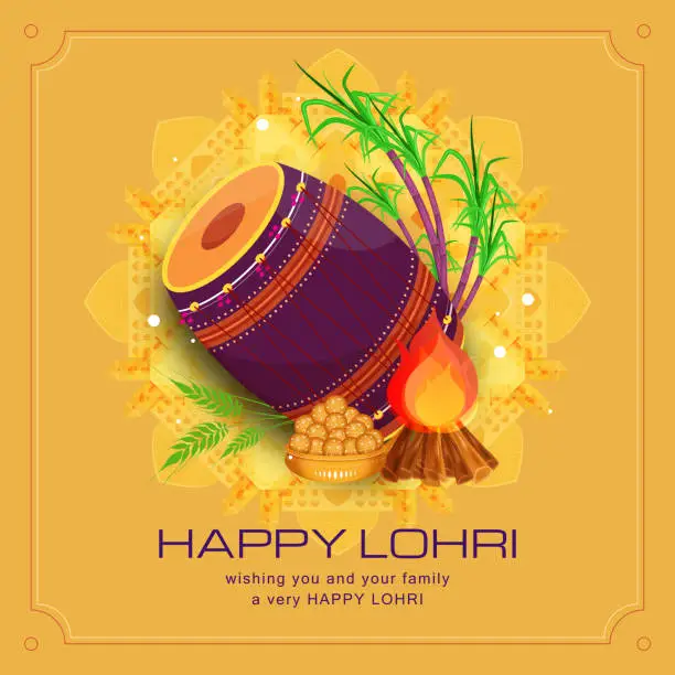 Vector illustration of Happy Lohri Festival of Punjab India Illustration