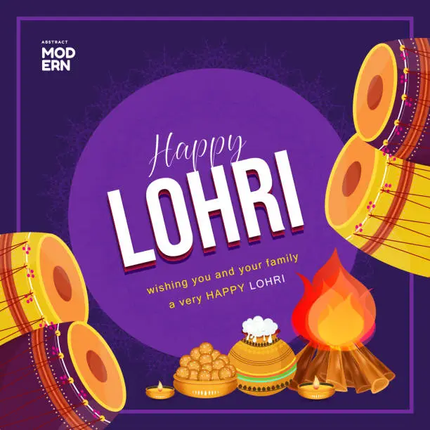 Vector illustration of Happy Lohri background for Punjabi festival celebration