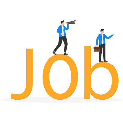 Business team searching for a job. Business vector illustration