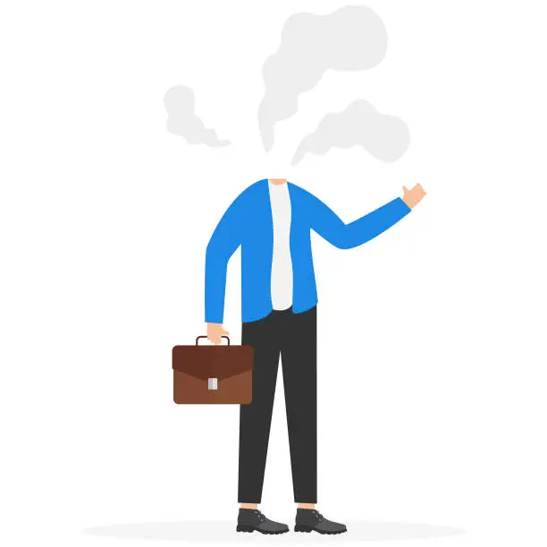 Vector illustration of Businessmen dissolve in smoke. Flat cartoon vector style design