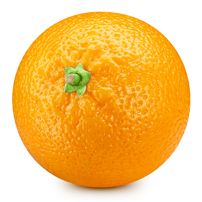 Orange isolated on white background. Orange citrus fruit clipping path. Orange macro studio photo