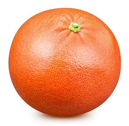 Grapefruit isolated on white background. Grapefruit citrus fruit clipping path. Grapefruit macro studio photo