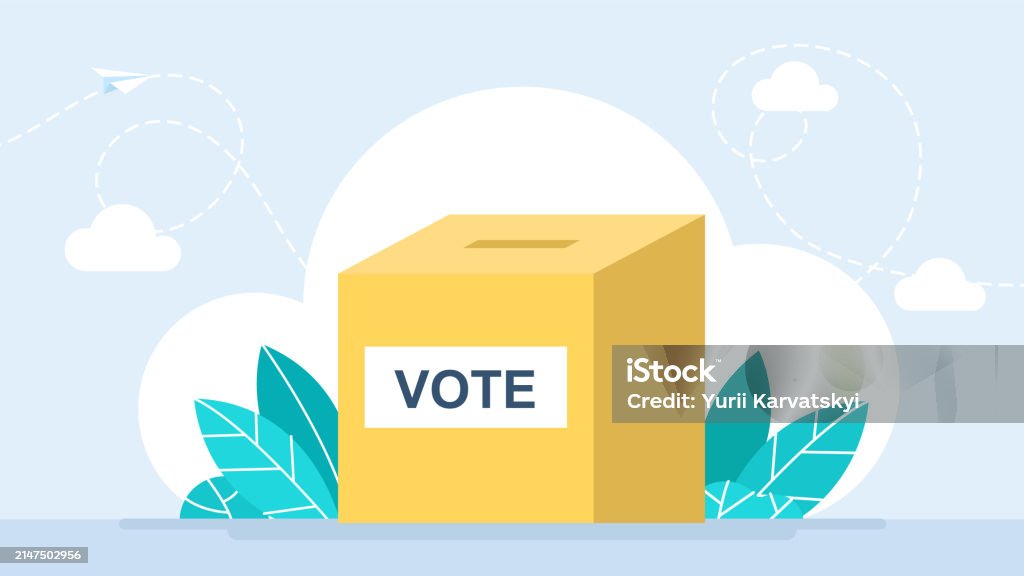 Yellow Voting Box Voting Box Yellow Paper Box For Voting Urn Container Concept Of ...