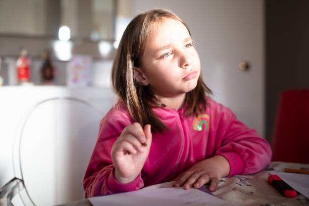 istock Various expression of a little girl studying. 2147506054