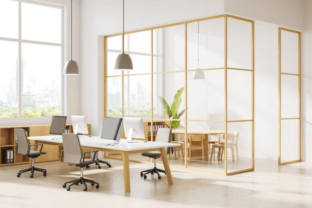 istock Modern white coworking office corner 2147508586