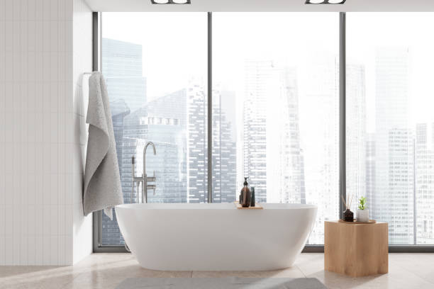 istock White bathroom interior with tub 2147509948