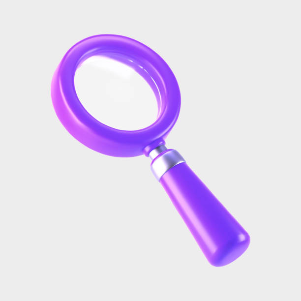 istock 3d purple magnifying glass icon isolated on gray background. Render minimal transparent loupe search icon for finding, reading, research, analysis information. 3d cartoon realistic vector 2147510178