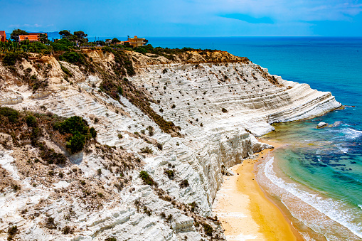 Scala dei Turchi, a rocky cliff on the coast of Realmonte, near Porto Empedocle, southern Sicily, Italy