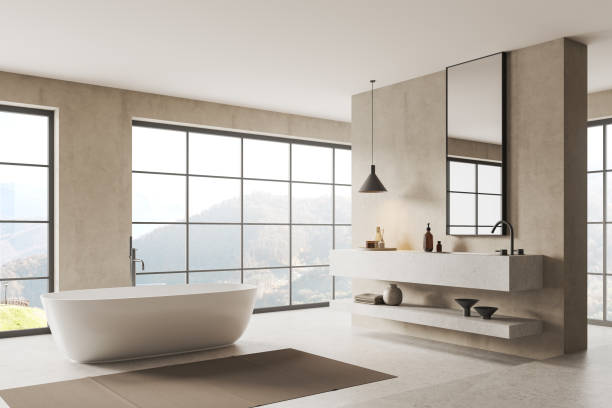 istock White bathroom interior with tub and sink 2147510437
