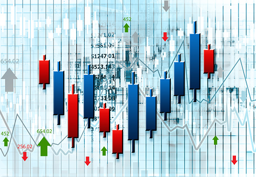 Stock market investment trading graph and candlestick \nchart.financial investment concept. 3d illustration