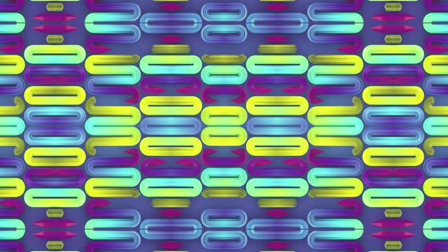 Digital loop animation with a symmetrical repeating wave pattern of a series of shapes resembling the letter S arranged in a grid. 3d rendering 4K