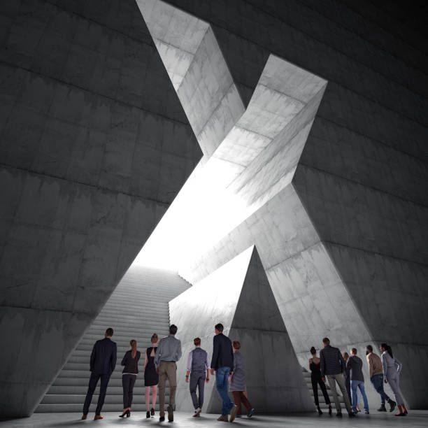 People Entering the Cross Shaped Wall